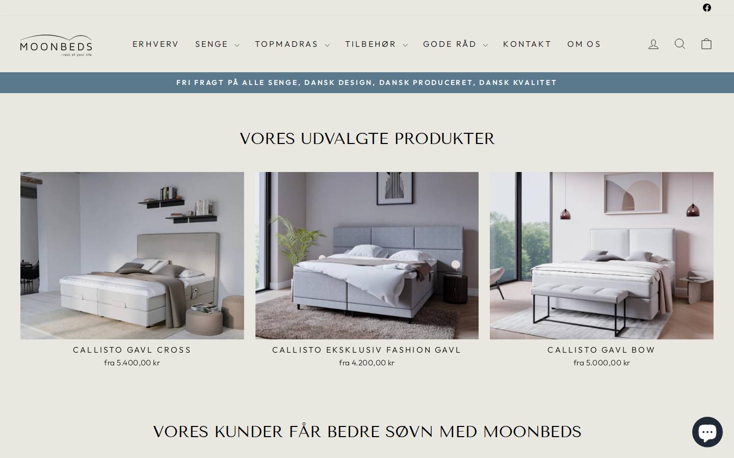 Moonbeds homepage screenshot