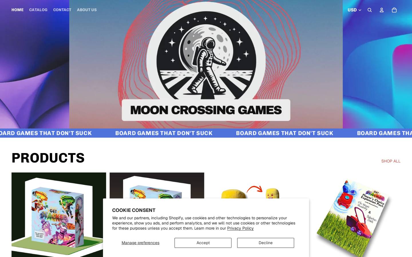 mooncrossinggames.com homepage screenshot
