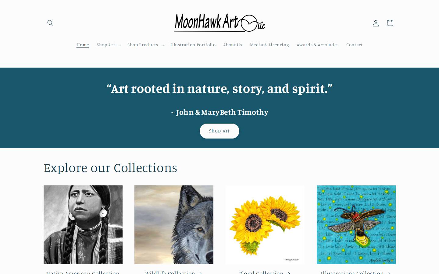 moonhawkart.com homepage screenshot