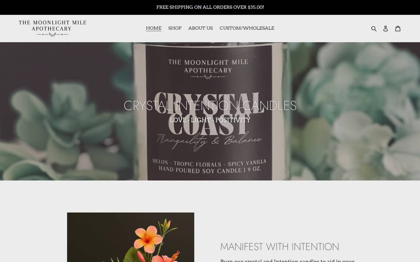 moonlightmileapothecary.com homepage screenshot