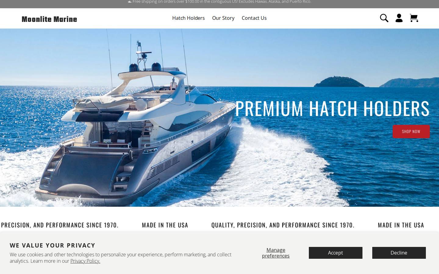 moonlitemarine.com homepage screenshot