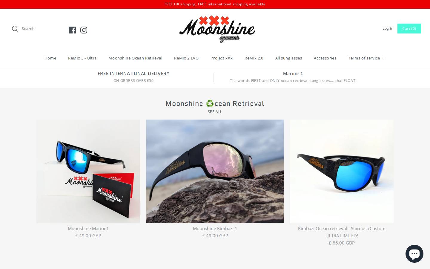 moonshineeyewear.com homepage screenshot