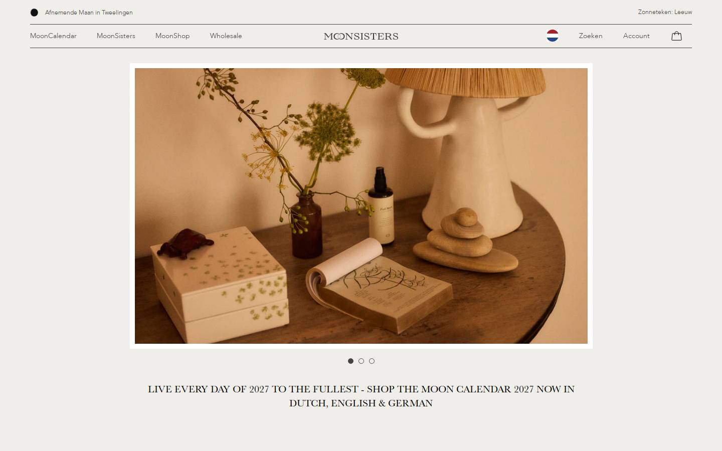 Moonsisters homepage screenshot
