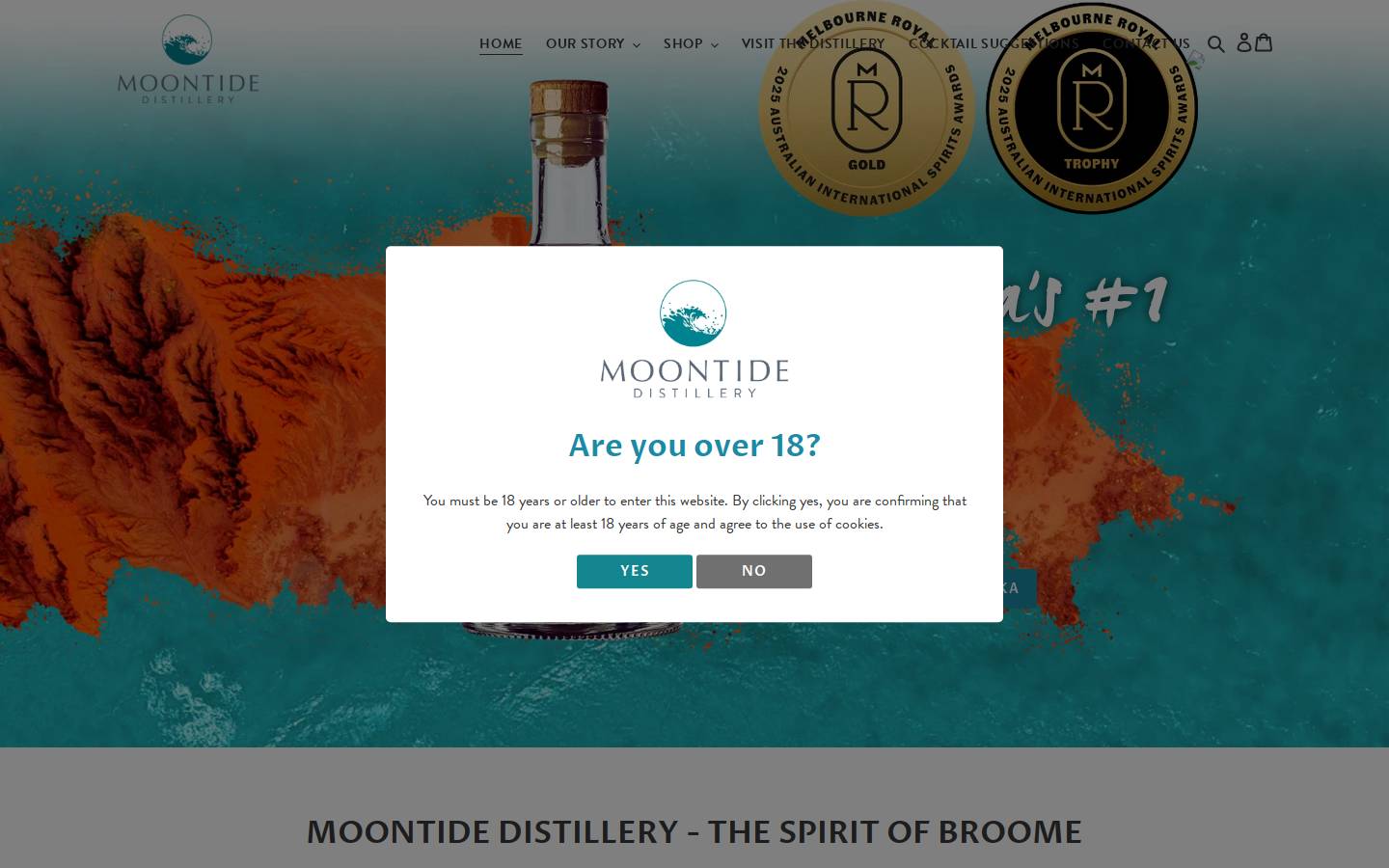 moontidedistillery.com.au homepage screenshot