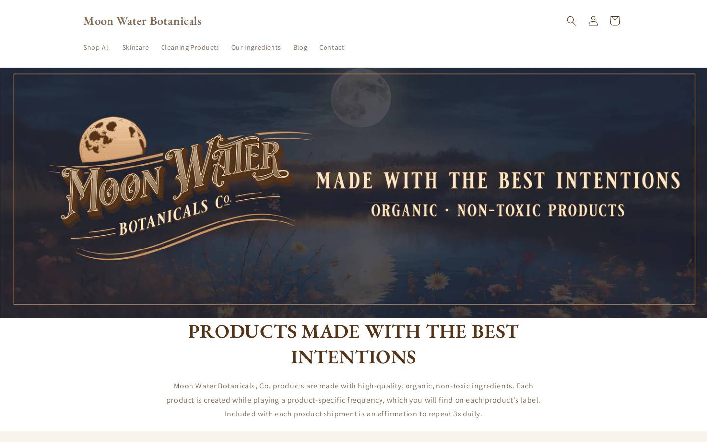 moonwaterbotanicals.com homepage screenshot