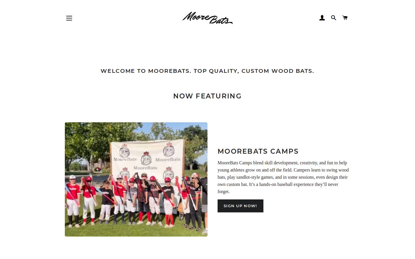 moorebats.com homepage screenshot