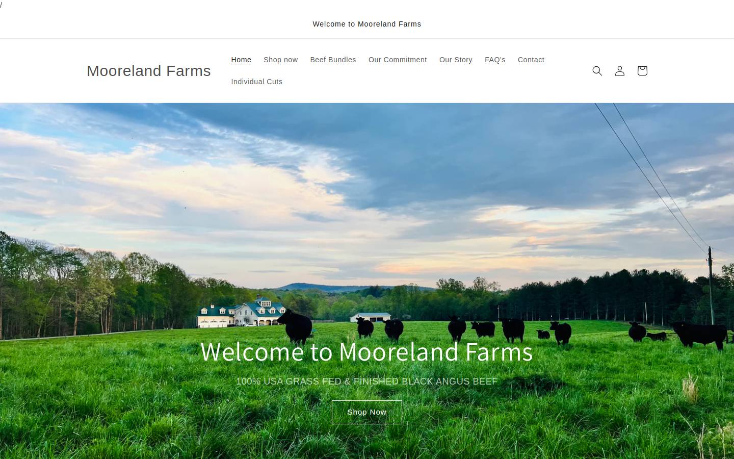 moorelandfarmsmeat.com homepage screenshot
