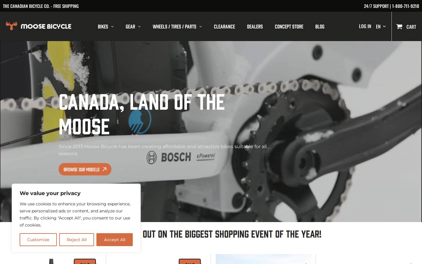 moosebicycle.com homepage screenshot