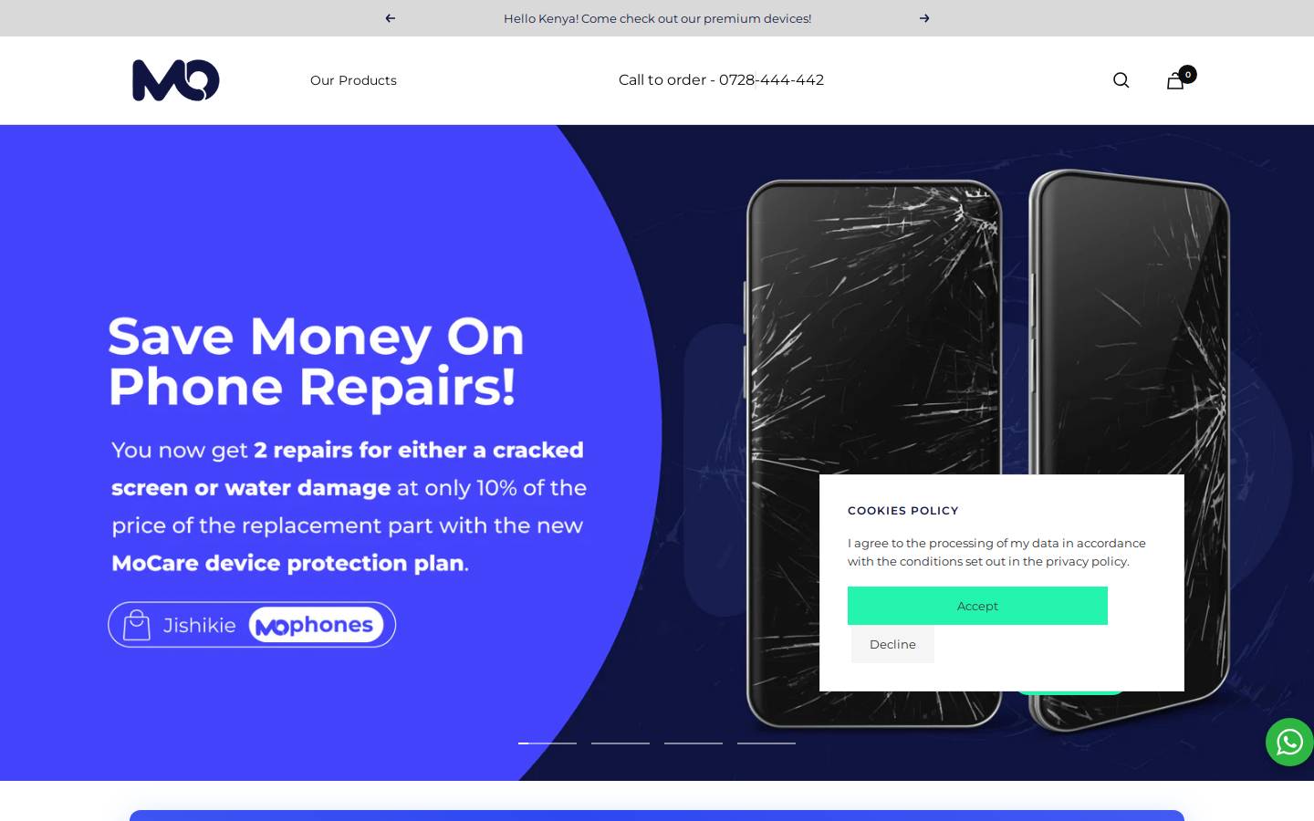 mophones.co homepage screenshot