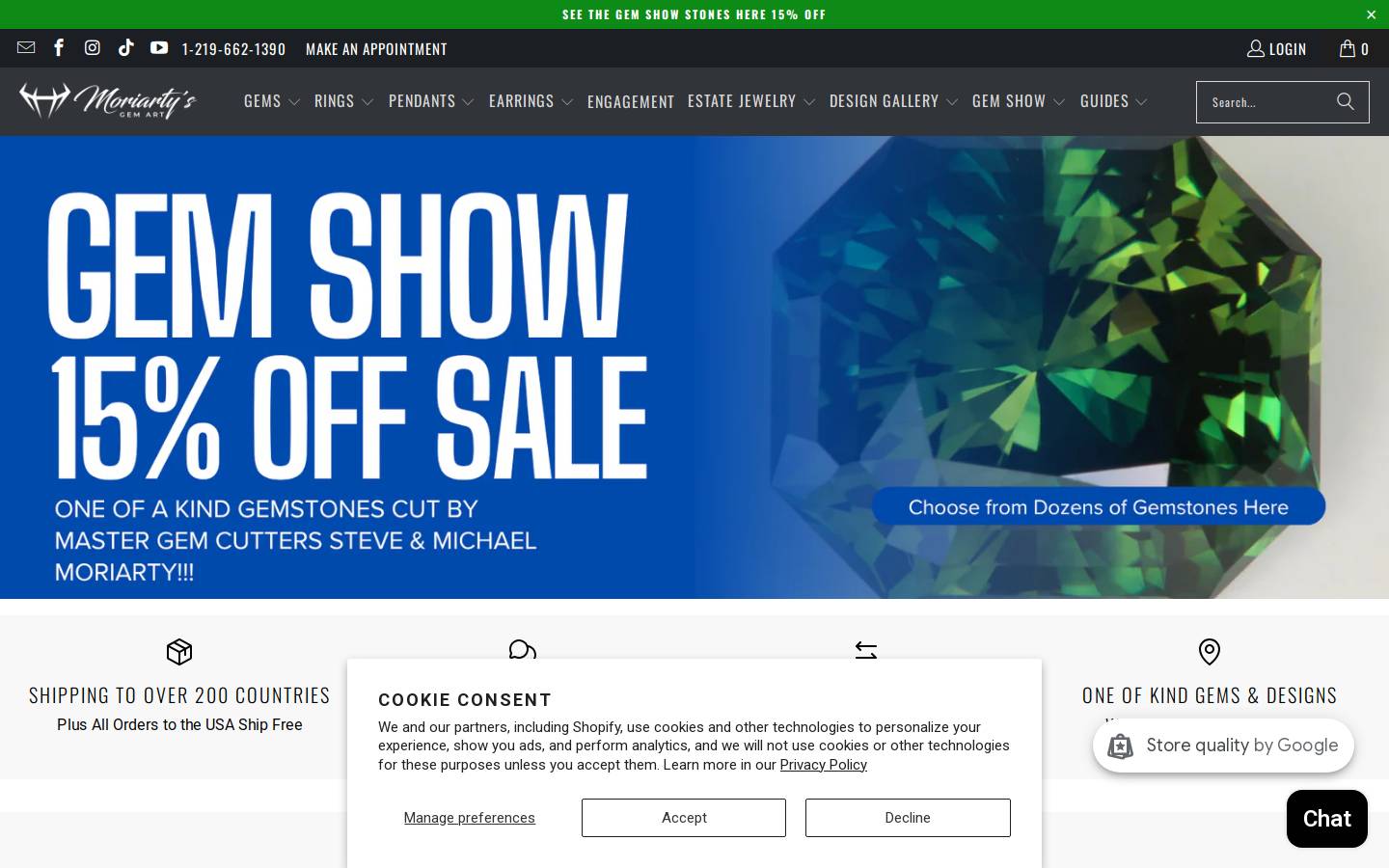 Moriarty's Gem Art homepage screenshot