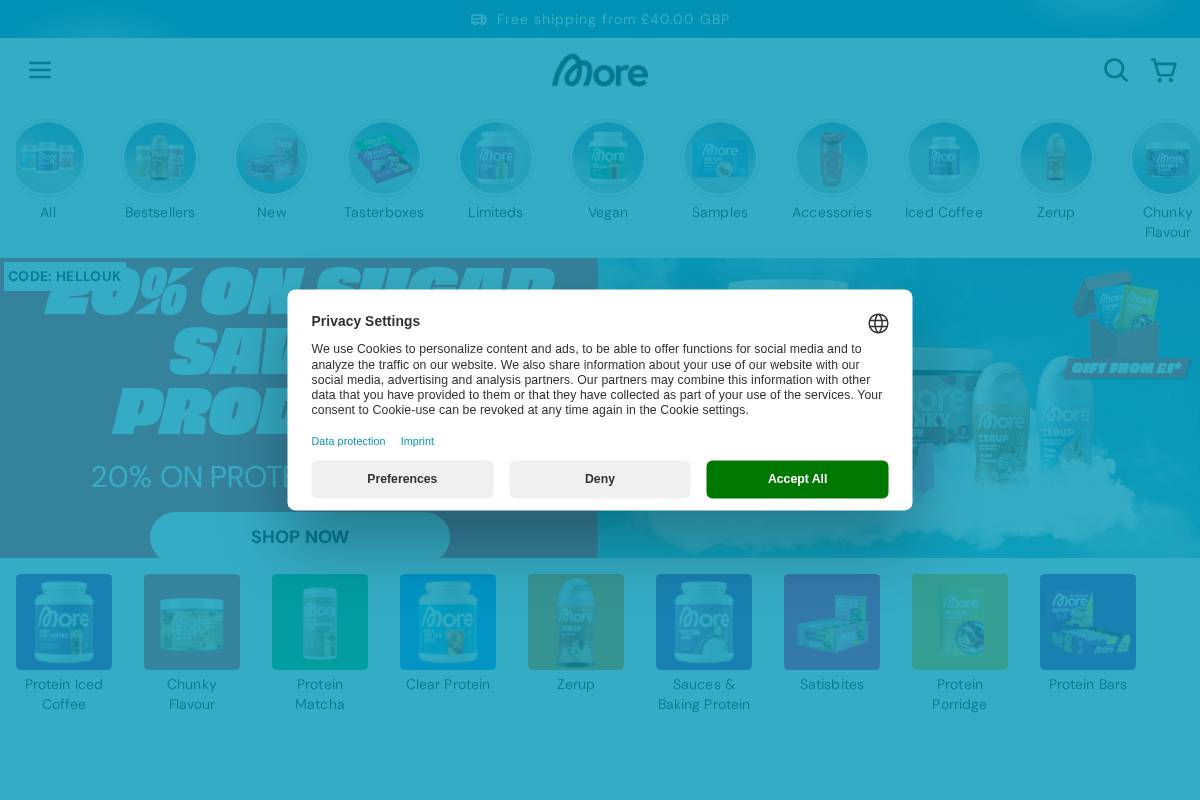 morenutrition.co.uk homepage screenshot