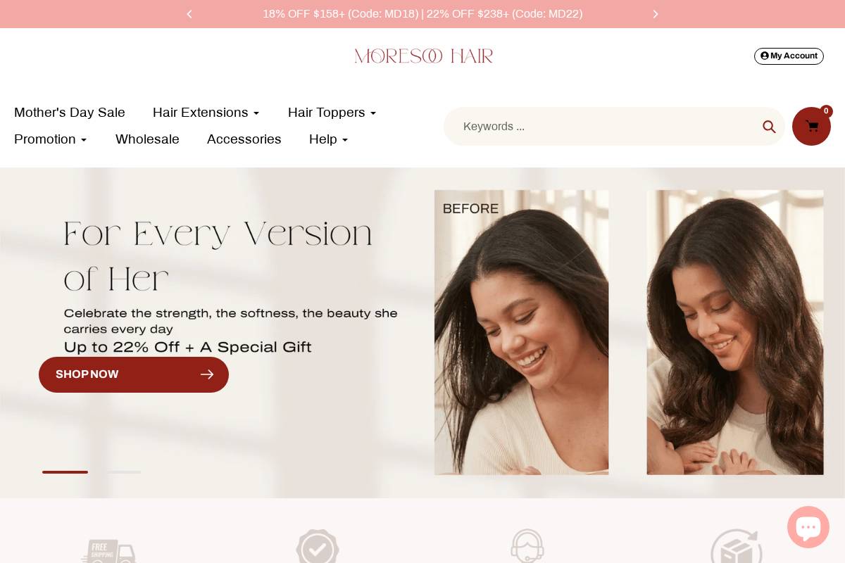 Moresoo Hair homepage screenshot