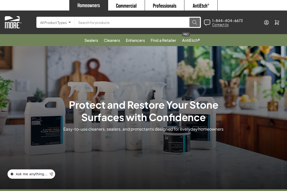 MORE® Surface Care homepage screenshot