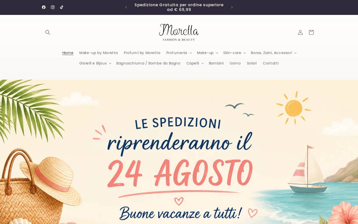 morettashoponline.it homepage screenshot