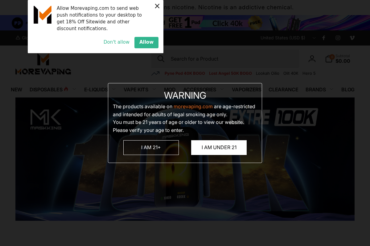 Morevaping homepage screenshot