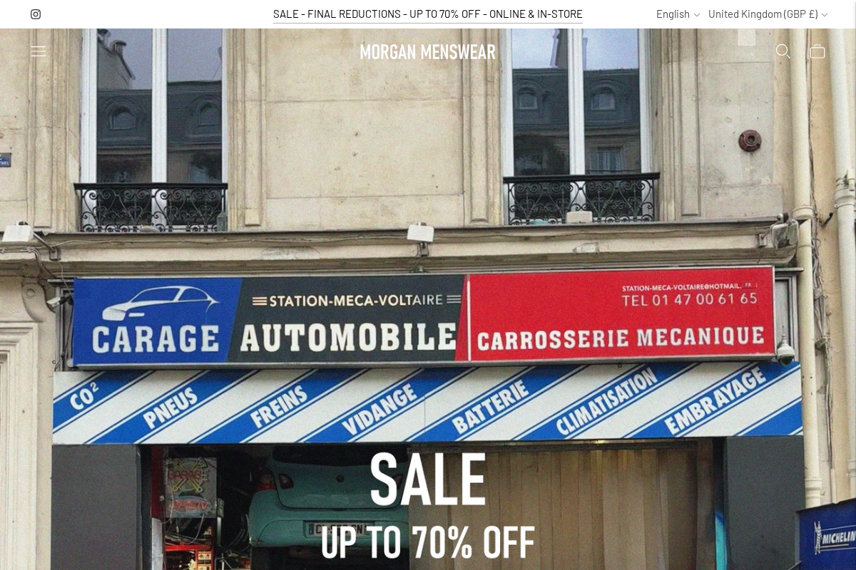 Morgan Menswear homepage screenshot