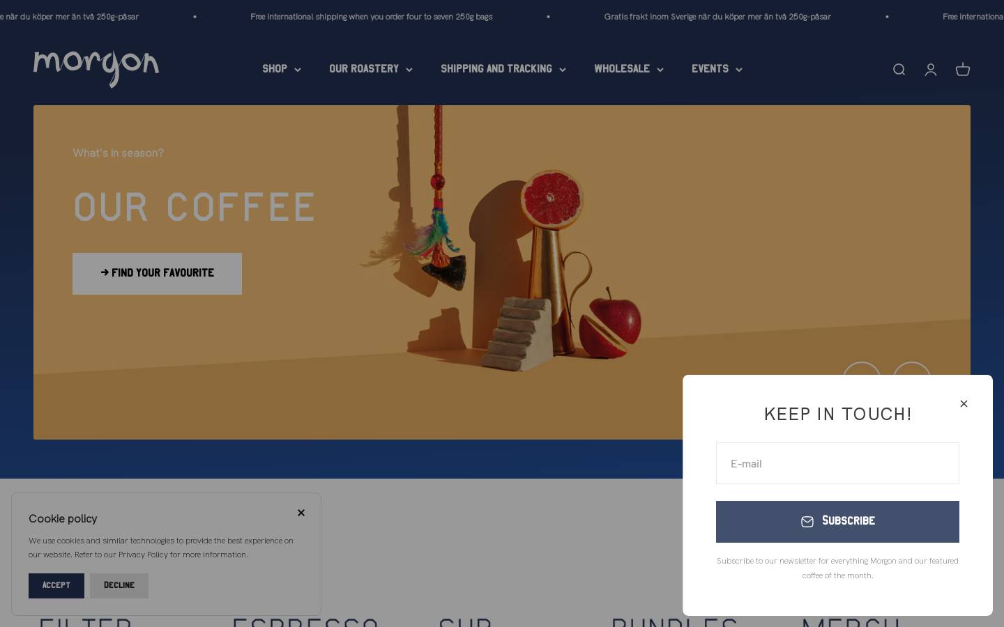 morgoncoffeeroasters.com homepage screenshot