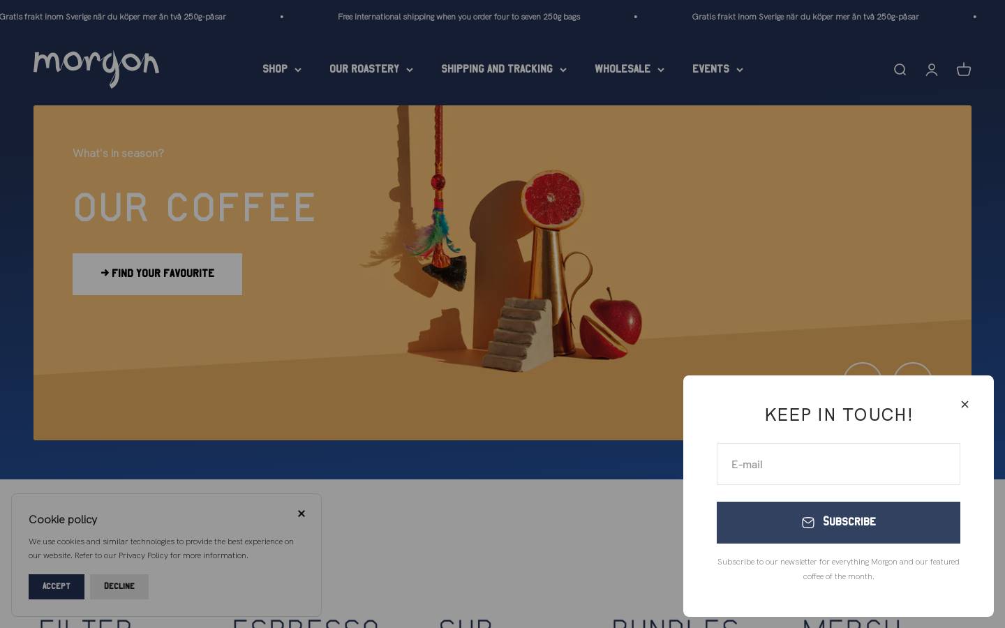 morgoncoffeeroasters.se homepage screenshot