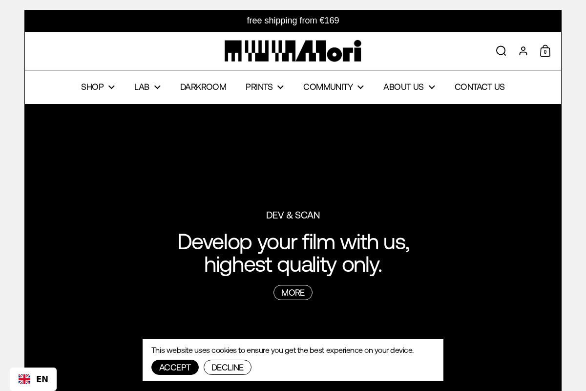Morifilmlab homepage screenshot