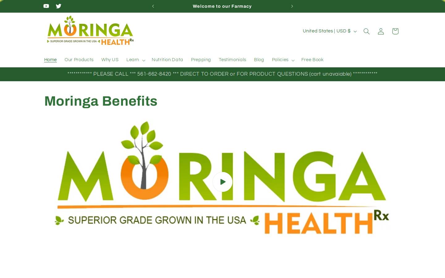 moringabenefits.org homepage screenshot
