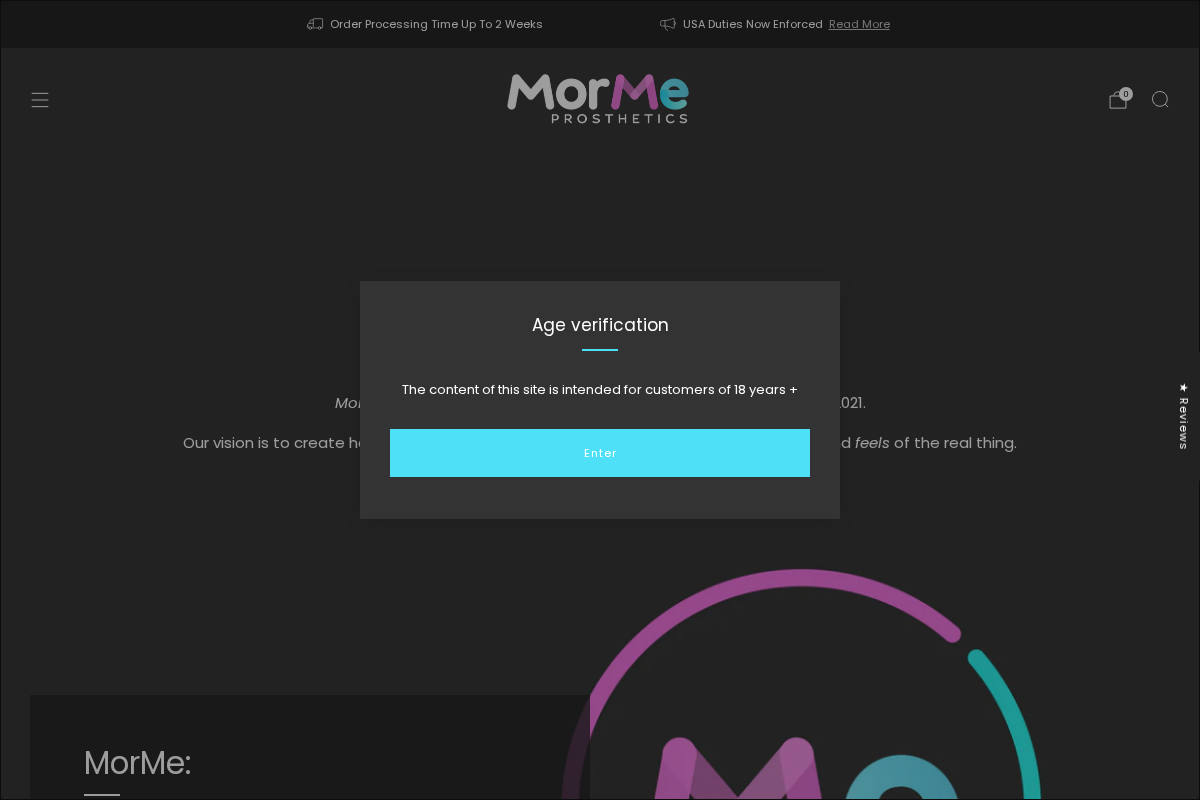 Mormeprosthetics homepage screenshot