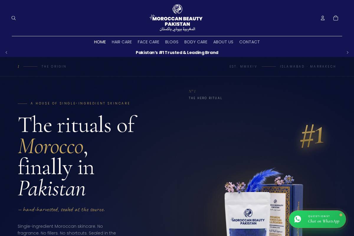 Moroccan Beauty Pakistan homepage screenshot