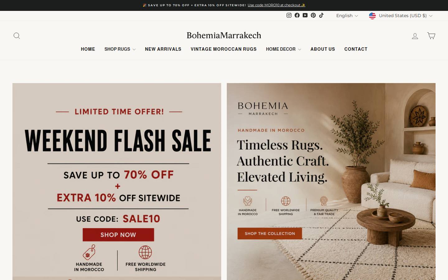 moroccanfloorrugs.com homepage screenshot