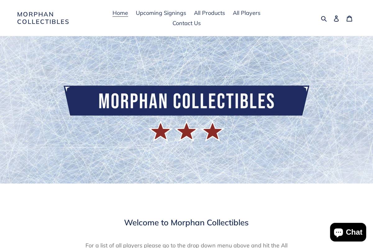 morphan-collectibles.com homepage screenshot