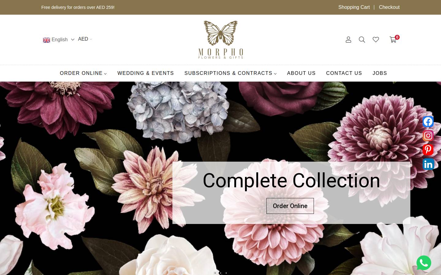 morphoflowers.com homepage screenshot