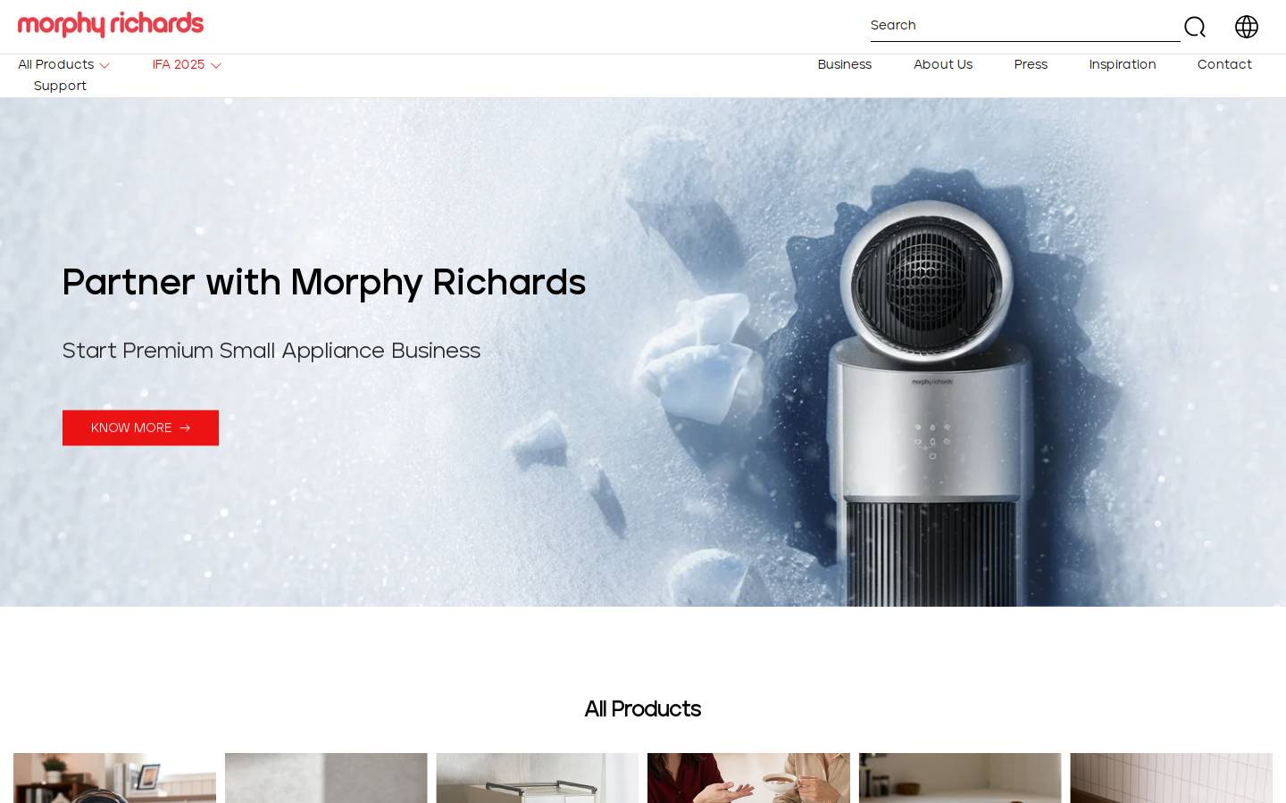 Morphy Richards UK homepage screenshot