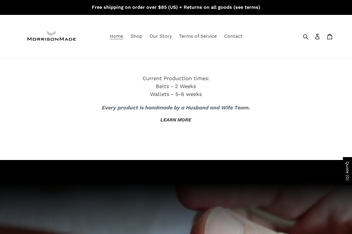 MorrisonMade Leather homepage screenshot