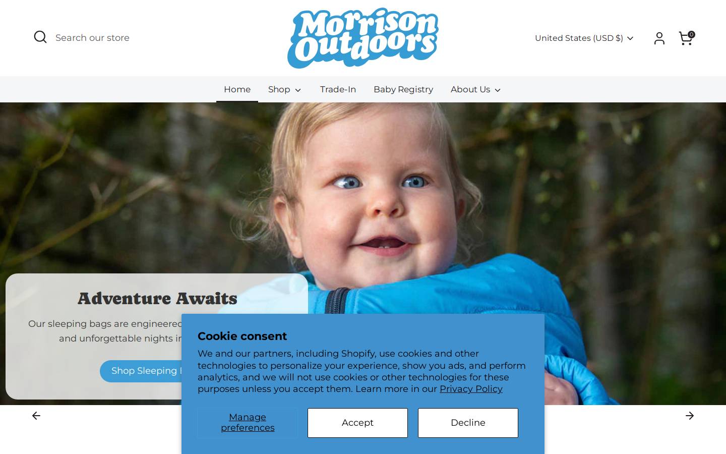 morrisonoutdoors.com homepage screenshot