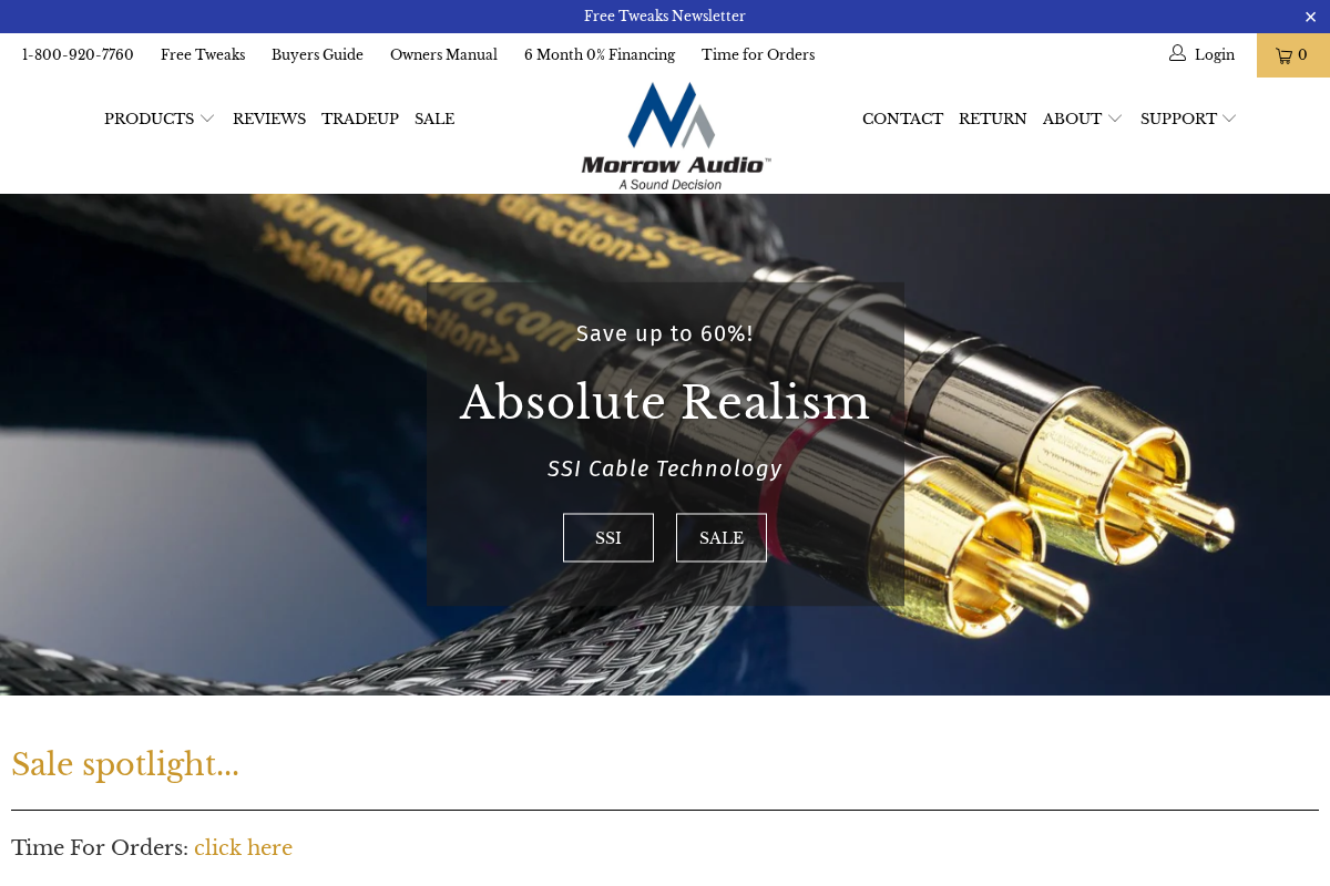 Morrow Audio homepage screenshot