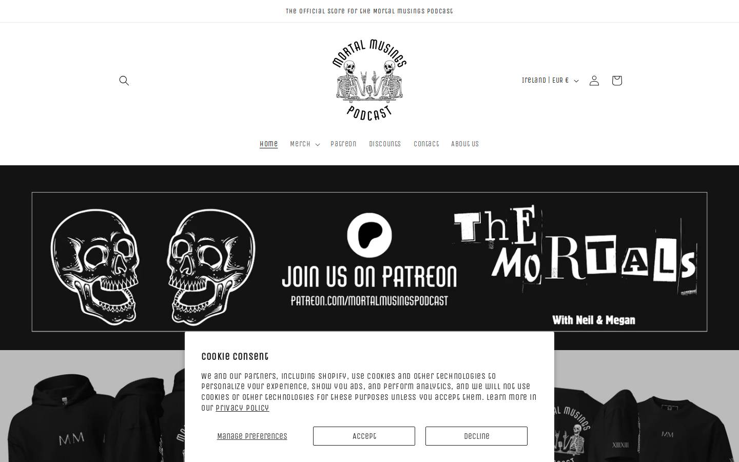 mortalmusingspodcast.com homepage screenshot