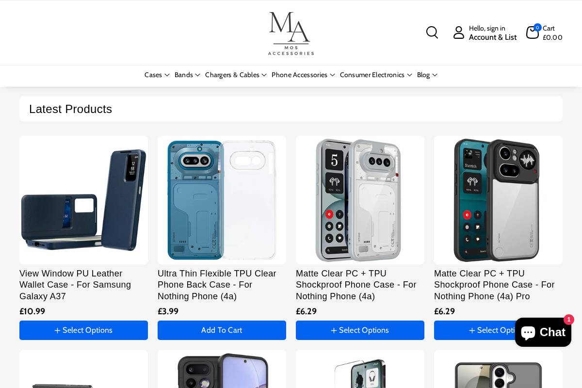 Mos Accessories homepage screenshot