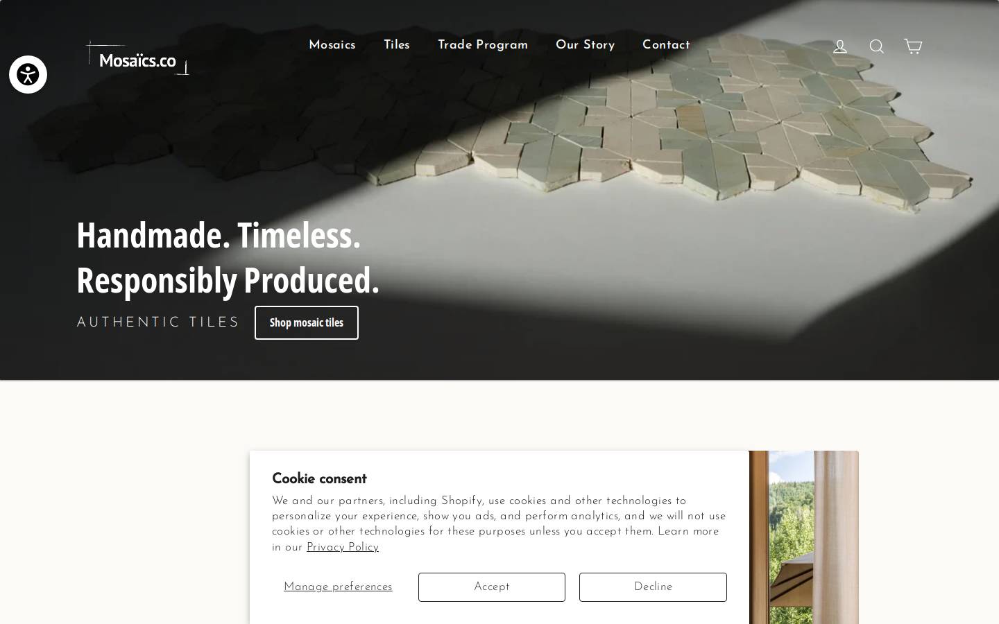 Mosaics.co homepage screenshot