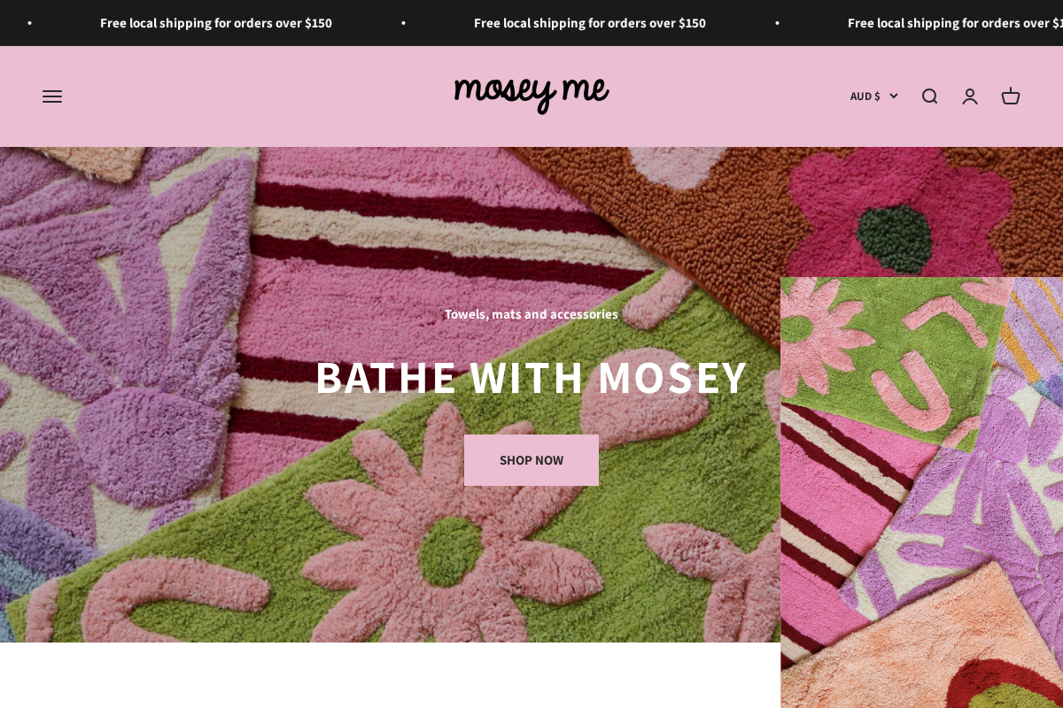Mosey Me homepage screenshot