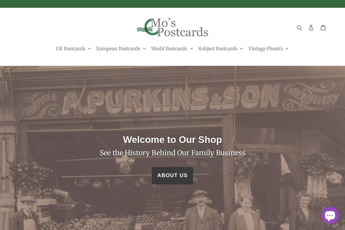 Mospostcards homepage screenshot