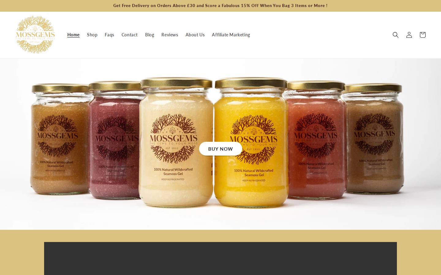 Mossgems homepage screenshot