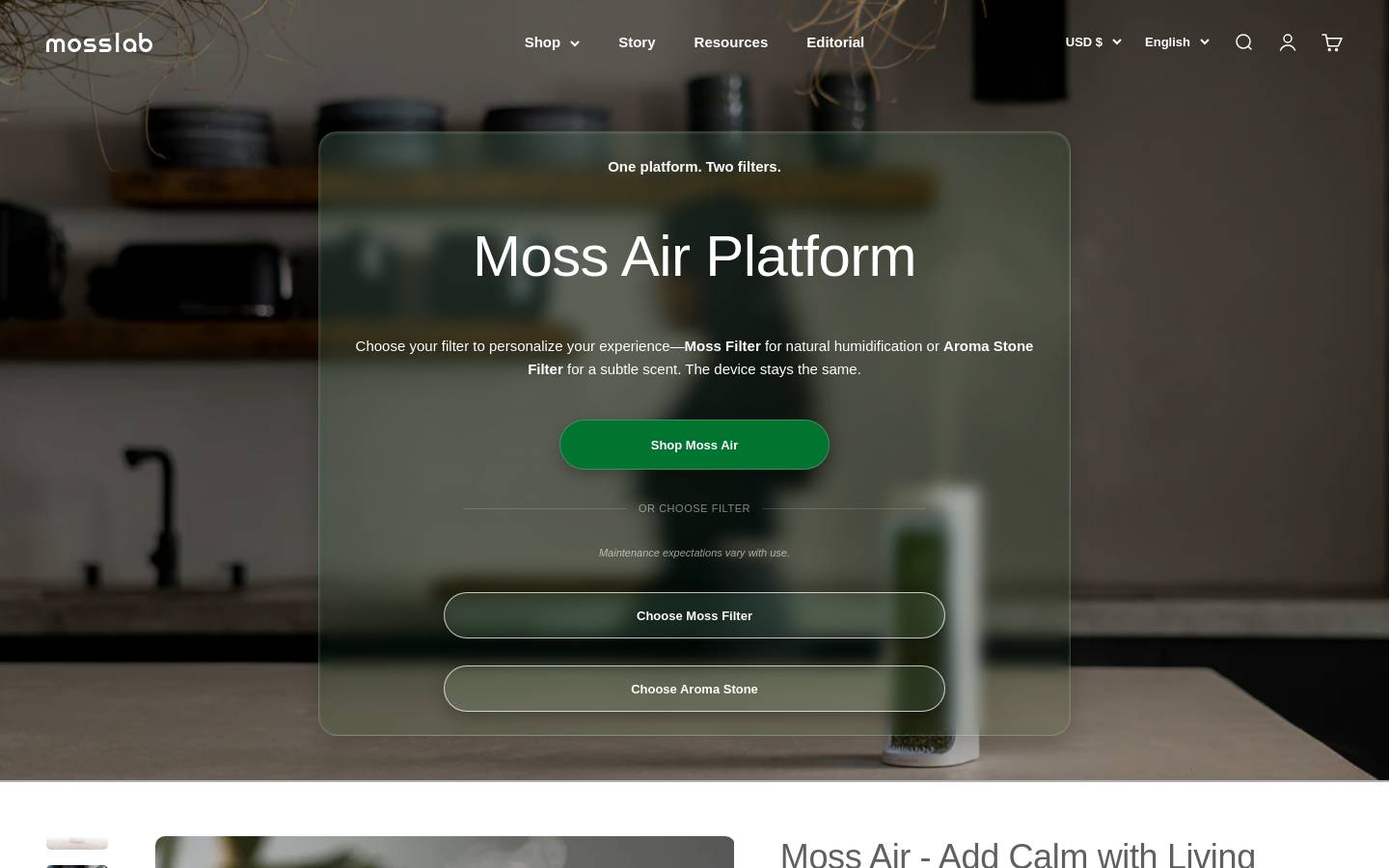 mosslab.com homepage screenshot
