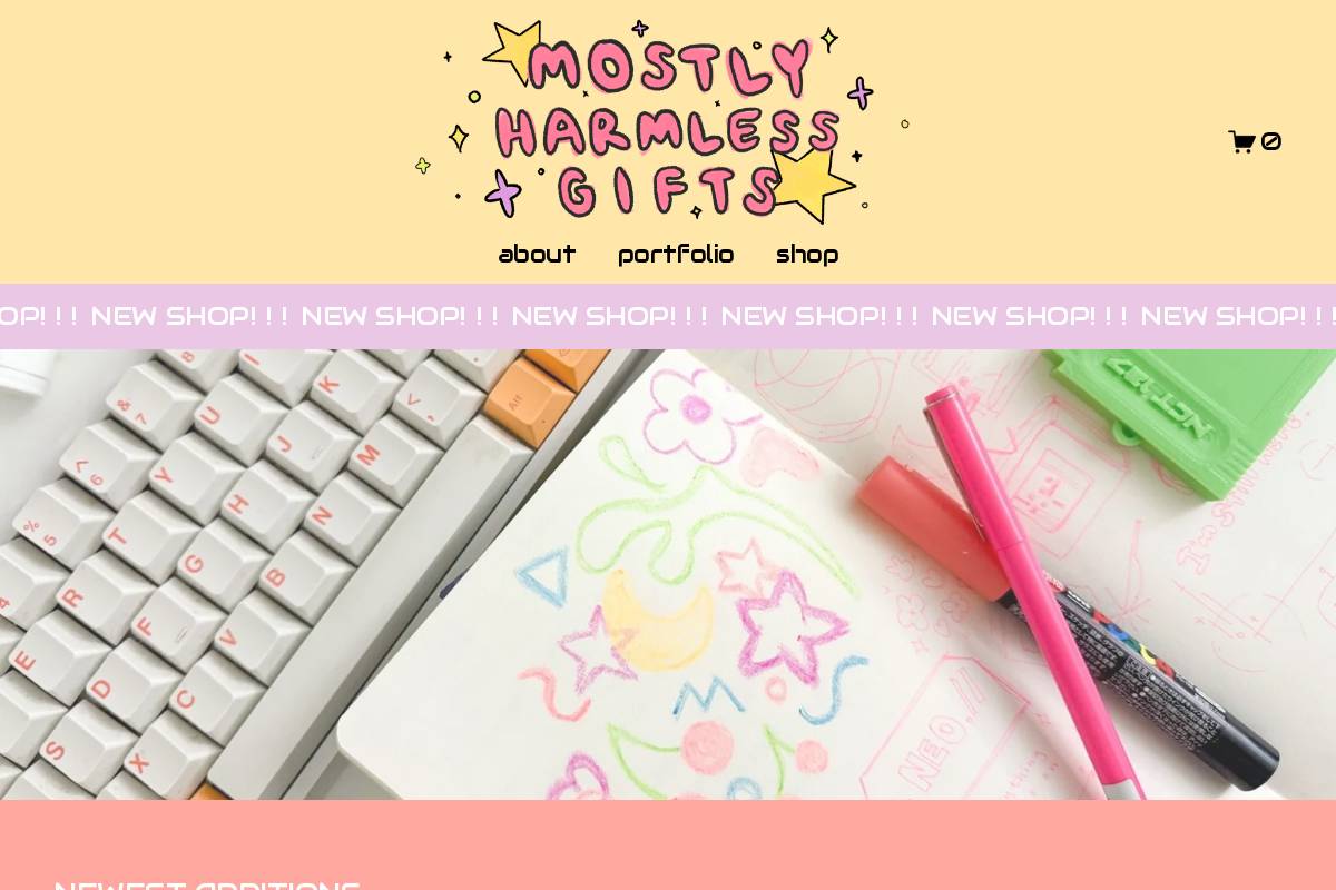 mostlyharmless.gifts homepage screenshot