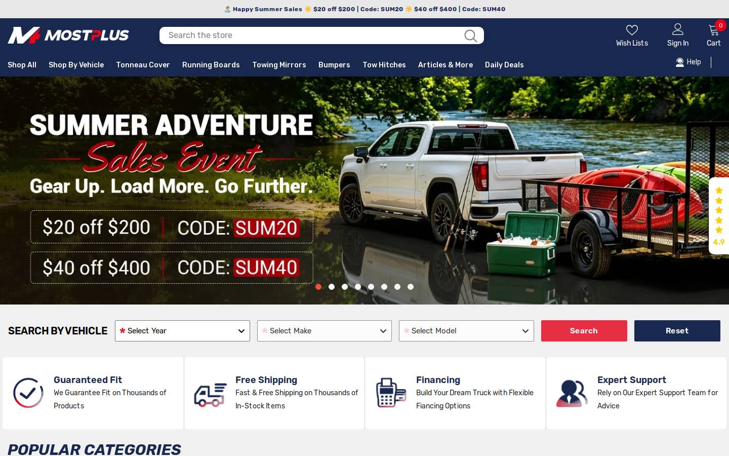 mostplusauto.com homepage screenshot
