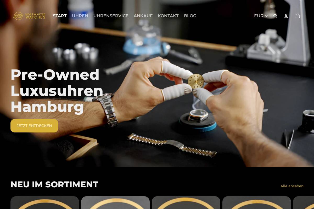 mostwantedwatches.de homepage screenshot