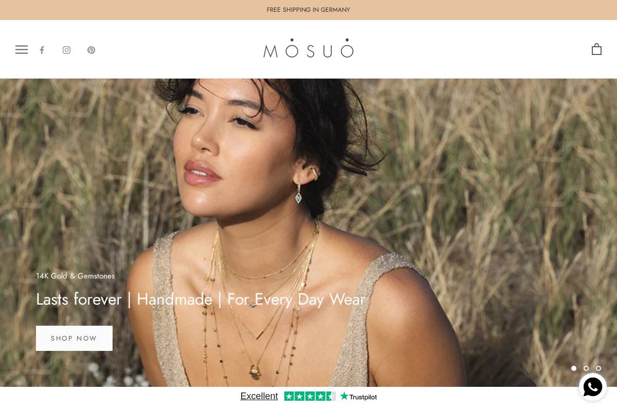 MOSUO Jewellery homepage screenshot