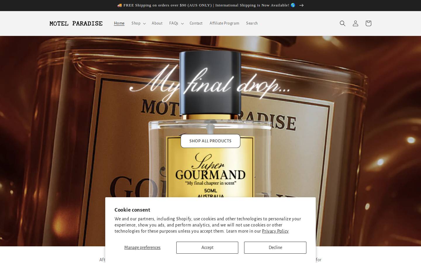 motelparadise.com.au homepage screenshot