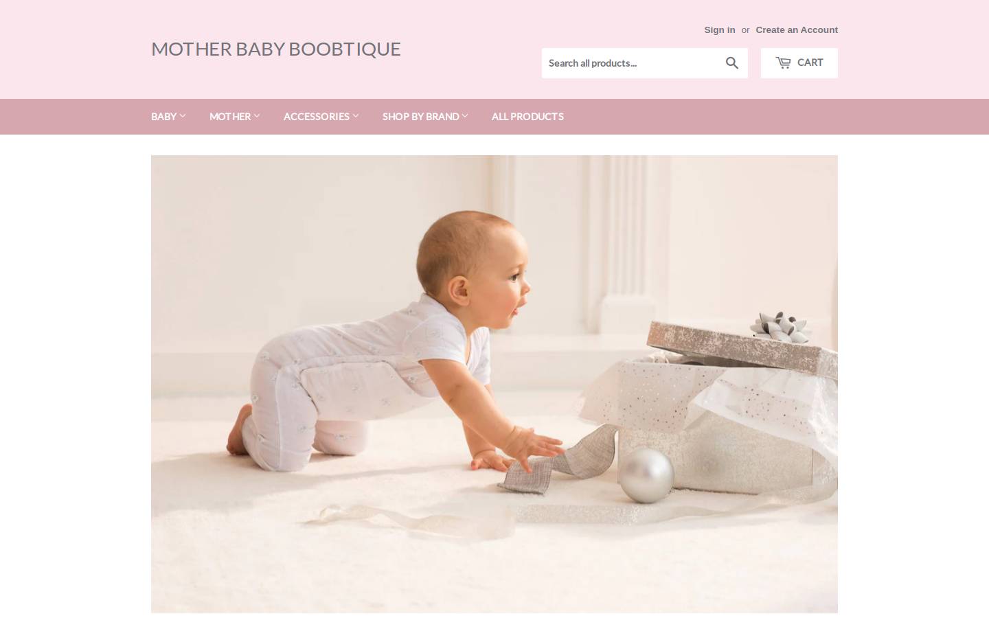 motherbabyboobtique.com homepage screenshot