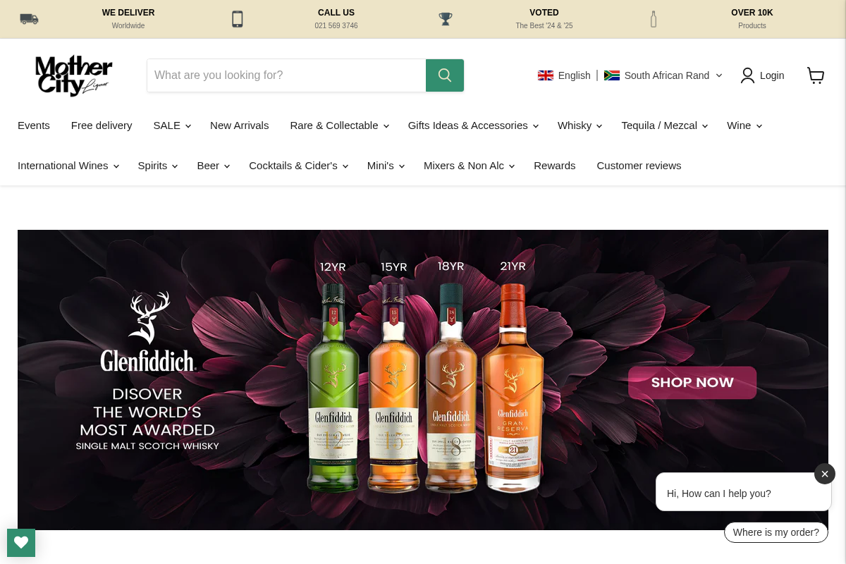 mothercityliquor.co.za homepage screenshot
