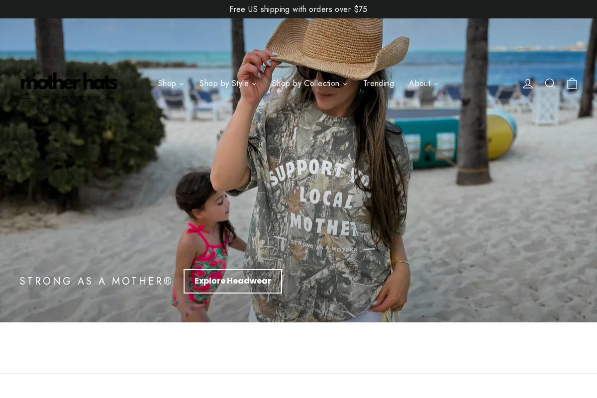 motherhats.com homepage screenshot