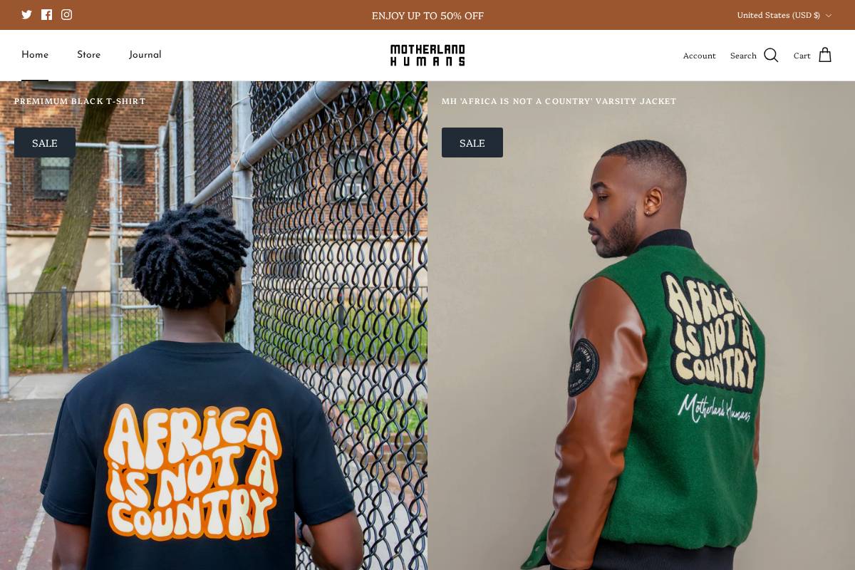 motherlandhumans.com homepage screenshot