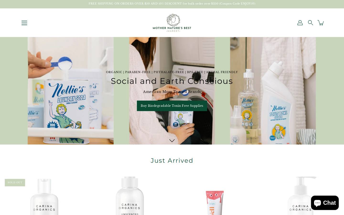 mothernaturesbestmarket.com homepage screenshot
